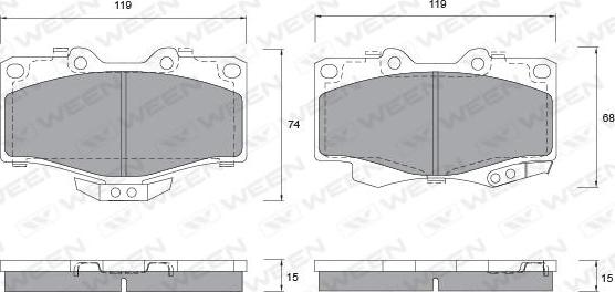 Ween 151-1145 - Тормозные колодки, дисковые, комплект autospares.lv