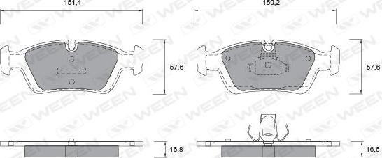 Ween 151-1141 - Тормозные колодки, дисковые, комплект autospares.lv