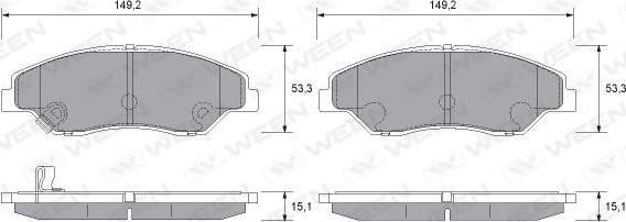 Ween 151-1159 - Тормозные колодки, дисковые, комплект autospares.lv