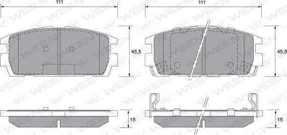 Ween 151-1158 - Тормозные колодки, дисковые, комплект autospares.lv