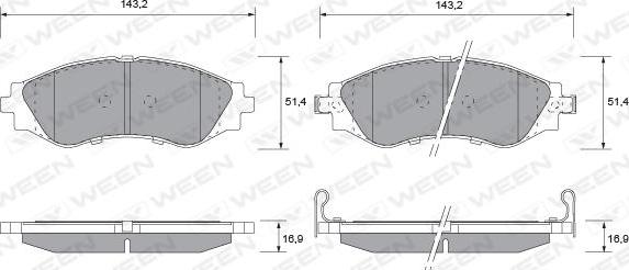 Ween 151-1157 - Тормозные колодки, дисковые, комплект autospares.lv