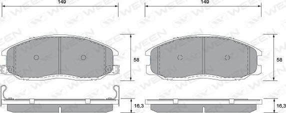 Ween 151-1168 - Тормозные колодки, дисковые, комплект autospares.lv