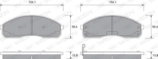 Ween 151-1163 - Тормозные колодки, дисковые, комплект autospares.lv