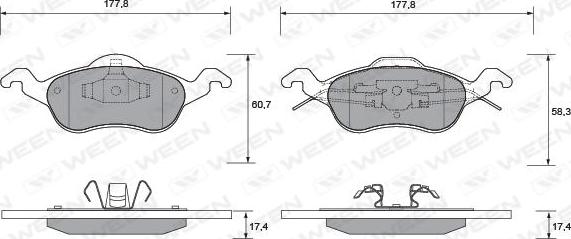 Ween 151-1112 - Тормозные колодки, дисковые, комплект autospares.lv