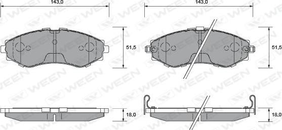 Ween 151-1180 - Тормозные колодки, дисковые, комплект autospares.lv