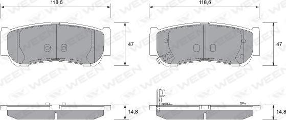 Ween 151-1187 - Тормозные колодки, дисковые, комплект autospares.lv