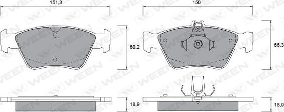 Ween 151-1139 - Тормозные колодки, дисковые, комплект autospares.lv