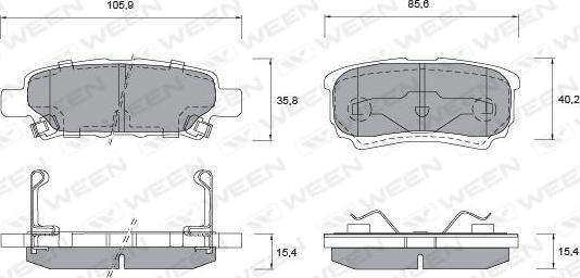 Ween 151-1131 - Тормозные колодки, дисковые, комплект autospares.lv