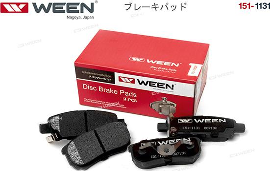 Ween 151-1131 - Тормозные колодки, дисковые, комплект autospares.lv