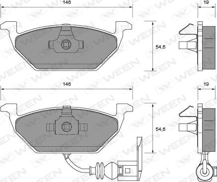 Ween 151-1125 - Тормозные колодки, дисковые, комплект autospares.lv