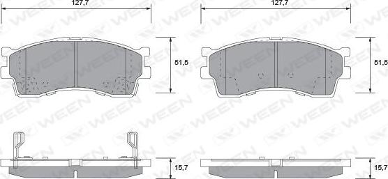 Ween 151-1126 - Тормозные колодки, дисковые, комплект autospares.lv