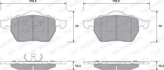 Ween 151-1122 - Тормозные колодки, дисковые, комплект autospares.lv