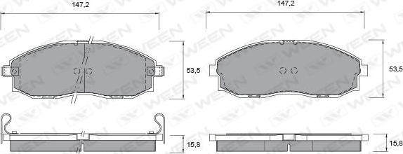 Ween 151-1174 - Тормозные колодки, дисковые, комплект autospares.lv