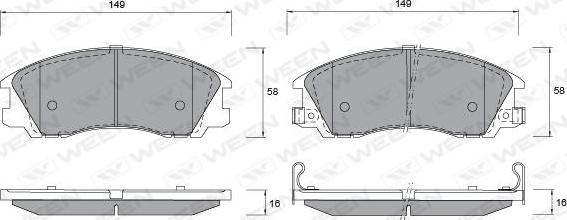 Ween 151-1176 - Тормозные колодки, дисковые, комплект autospares.lv