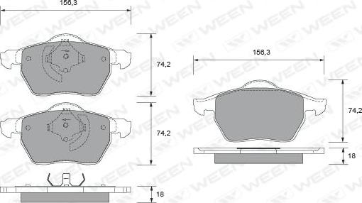 Ween 151-1861 - Тормозные колодки, дисковые, комплект autospares.lv