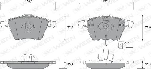 Ween 151-1806 - Тормозные колодки, дисковые, комплект autospares.lv