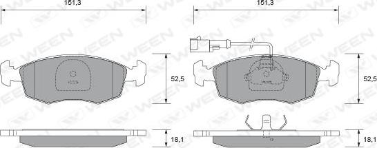 Ween 151-1800 - Тормозные колодки, дисковые, комплект autospares.lv