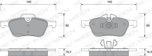 Ween 151-1889 - Тормозные колодки, дисковые, комплект autospares.lv