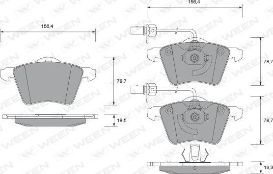 Ween 151-1880 - Тормозные колодки, дисковые, комплект autospares.lv