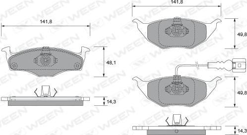 Ween 151-1888 - Тормозные колодки, дисковые, комплект autospares.lv