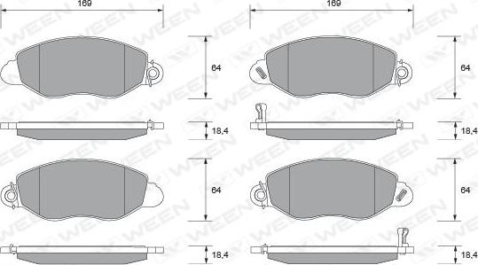 Ween 151-1882 - Тормозные колодки, дисковые, комплект autospares.lv