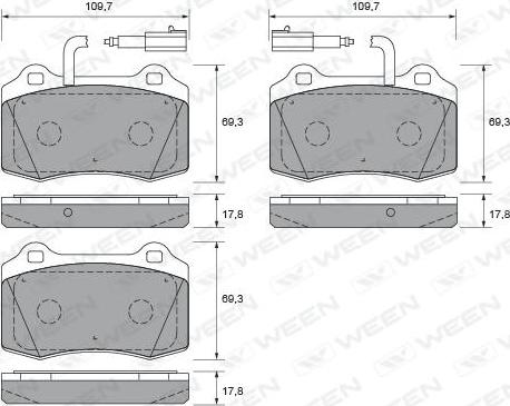 Ween 151-1836 - Тормозные колодки, дисковые, комплект autospares.lv