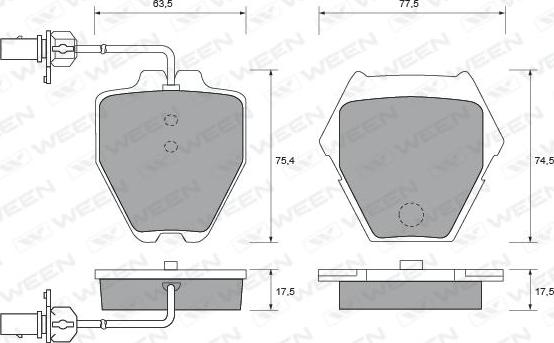 Ween 151-1822 - Тормозные колодки, дисковые, комплект autospares.lv