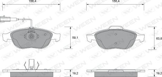 Ween 151-1874 - Тормозные колодки, дисковые, комплект autospares.lv