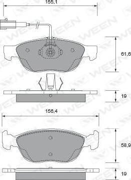 Ween 151-1875 - Тормозные колодки, дисковые, комплект autospares.lv