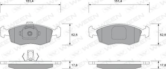 Ween 151-1872 - Тормозные колодки, дисковые, комплект autospares.lv