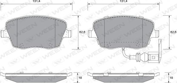 Ween 151-1340 - Тормозные колодки, дисковые, комплект autospares.lv