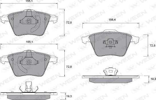 Ween 151-1347 - Тормозные колодки, дисковые, комплект autospares.lv