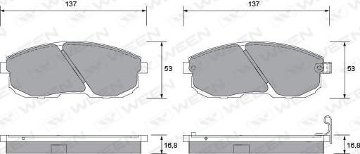 Ween 151-1355 - Тормозные колодки, дисковые, комплект autospares.lv