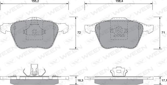 Ween 151-1350 - Тормозные колодки, дисковые, комплект autospares.lv