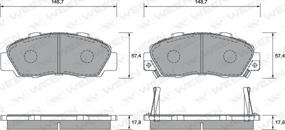 Ween 151-1362 - Тормозные колодки, дисковые, комплект autospares.lv