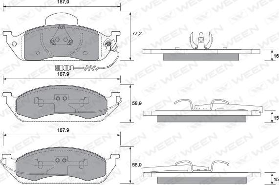 Ween 151-1305 - Тормозные колодки, дисковые, комплект autospares.lv