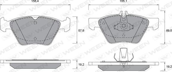 Ween 151-1300 - Тормозные колодки, дисковые, комплект autospares.lv