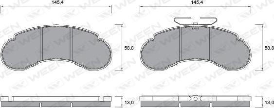 Ween 151-1302 - Тормозные колодки, дисковые, комплект autospares.lv