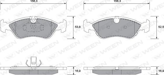 Ween 151-1307 - Тормозные колодки, дисковые, комплект autospares.lv