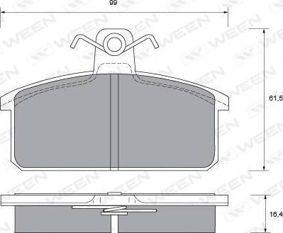 Ween 151-1389 - Тормозные колодки, дисковые, комплект autospares.lv