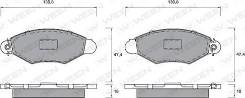 Ween 151-1334 - Тормозные колодки, дисковые, комплект autospares.lv