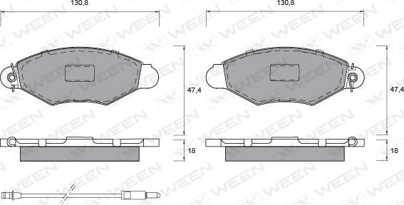 Ween 151-1335 - Тормозные колодки, дисковые, комплект autospares.lv