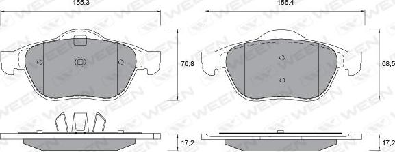 Ween 151-1336 - Тормозные колодки, дисковые, комплект autospares.lv