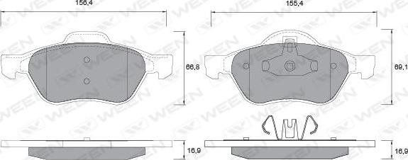 Ween 151-1338 - Тормозные колодки, дисковые, комплект autospares.lv