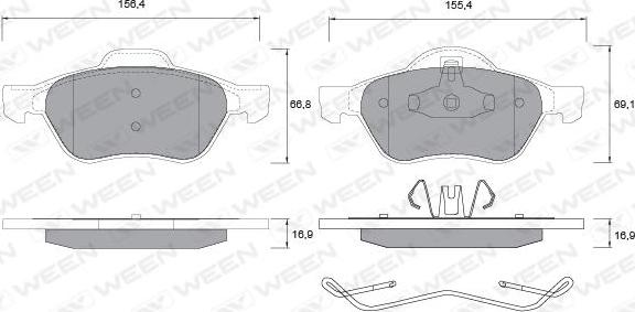 Ween 151-1337 - Тормозные колодки, дисковые, комплект autospares.lv