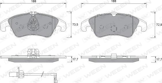 Ween 151-1259 - Тормозные колодки, дисковые, комплект autospares.lv