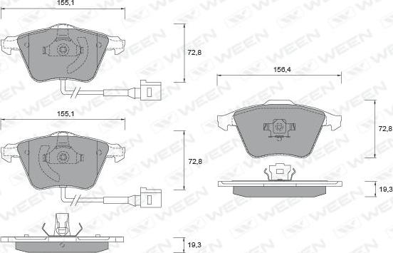 Ween 151-1254 - Тормозные колодки, дисковые, комплект autospares.lv