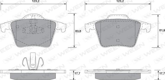 Ween 151-1251 - Тормозные колодки, дисковые, комплект autospares.lv