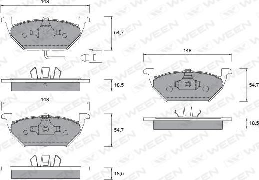 Ween 151-1253 - Тормозные колодки, дисковые, комплект autospares.lv