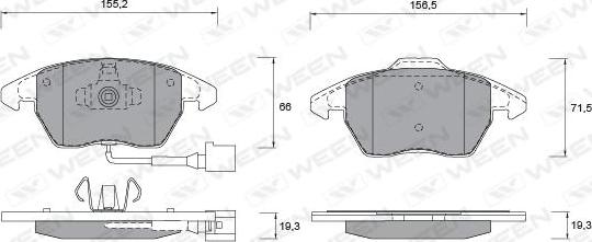 Ween 151-1252 - Тормозные колодки, дисковые, комплект autospares.lv